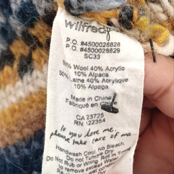 Wilfred Free Whimsical Wool Alpaca Blend Full Zip Striped Knit Sweater Cardigan - Picture 9 of 12